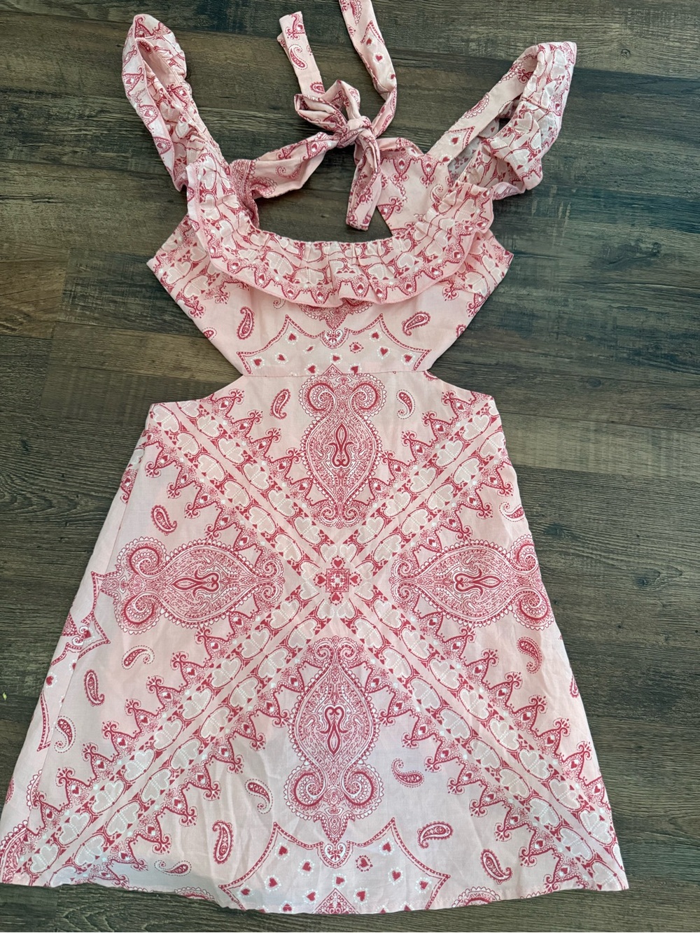 Altar'd State Pink Paisley Tie-Back Mini Dress